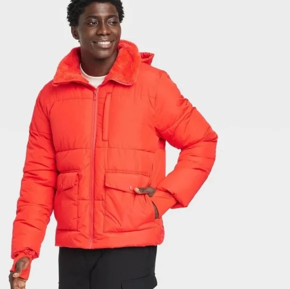 Men's heavy short puffer jacket- All in Motion, sz L - Picture 1 of 12